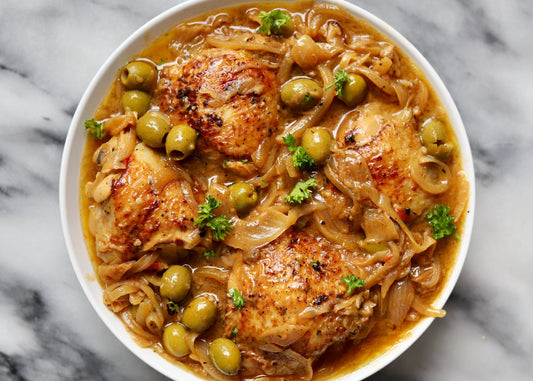 Poulet Yassa – Zitronen-Zwiebel-Hühnchen (für ca. 4 Personen)